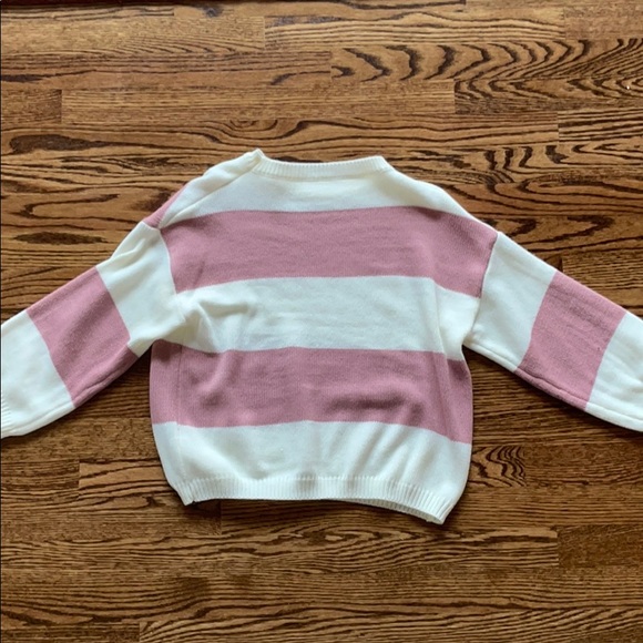 Pink and white stripped cropped sweater - Picture 2 of 2